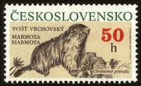 (1990-036) Марка Чехословакия "Альпийский сурок"    Охрана природы. Млекопитающие II Θ